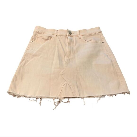 EXPRESS  Denim Jean Cutoff Skirt Blush Pink 4 - Picture 1 of 4